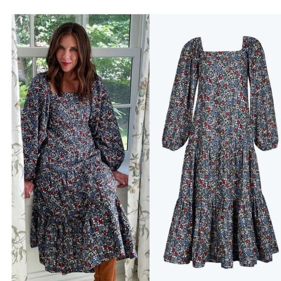 Summersalt The Tiered Puff Sleeve Dress Floral midi long sleeve fall‎ transition - Picture 2 of 9